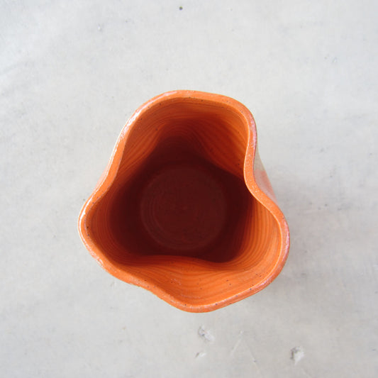 Speckled Stoneware Large Vase: Orange Checkers