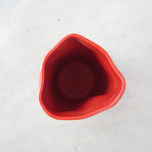 Speckled Stoneware Large Vase: Red Checkers