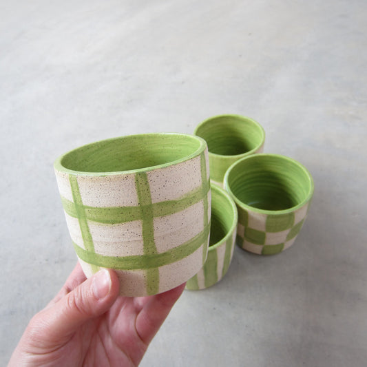 Speckled Stoneware Small Tumbler: Green Pattern Assorted