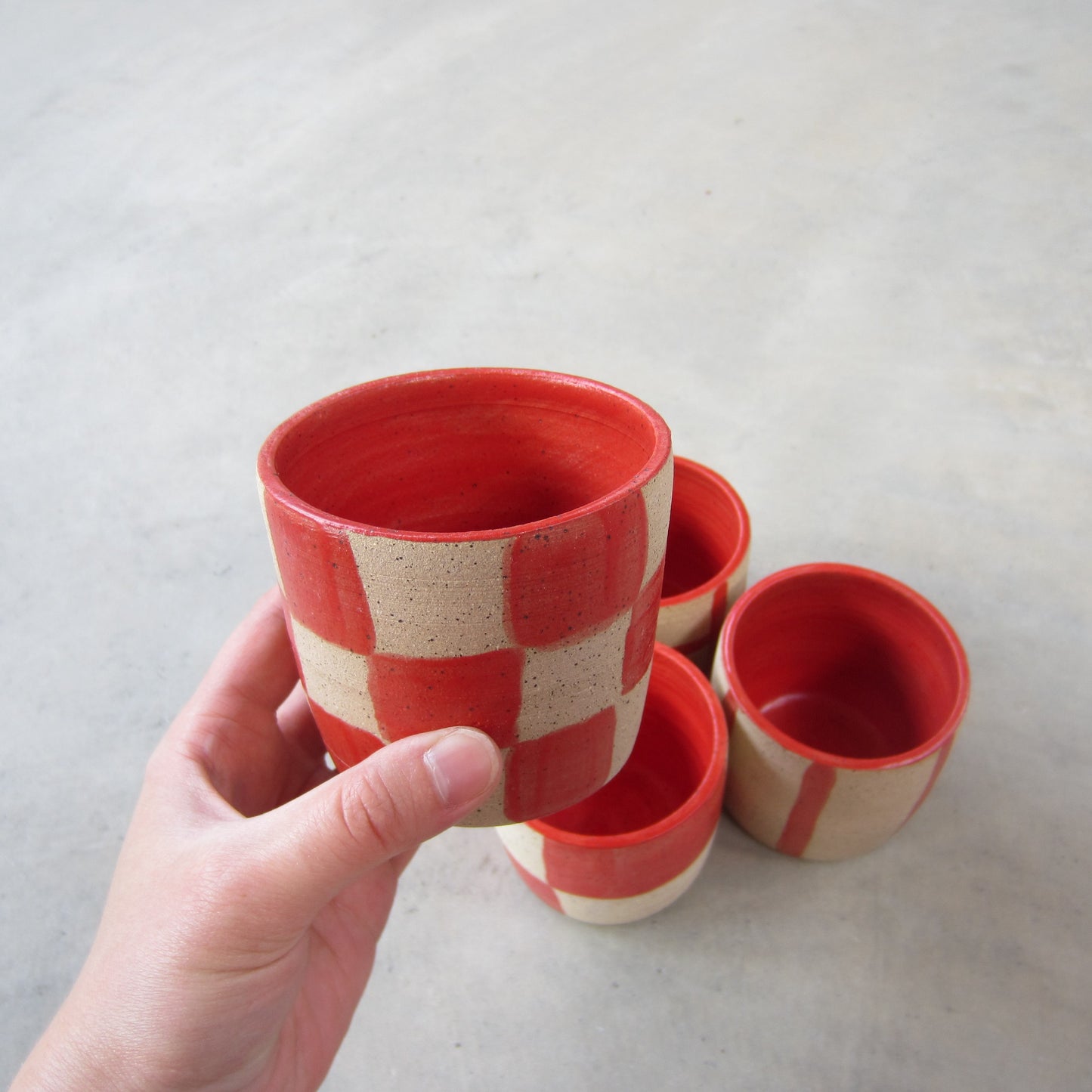 Speckled Stoneware Small Tumbler: Red Pattern Assorted
