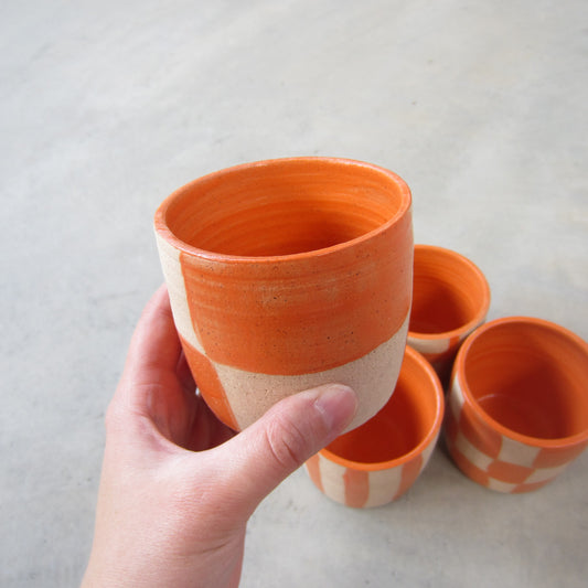 Speckled Stoneware Small Tumbler: Orange Pattern Assorted