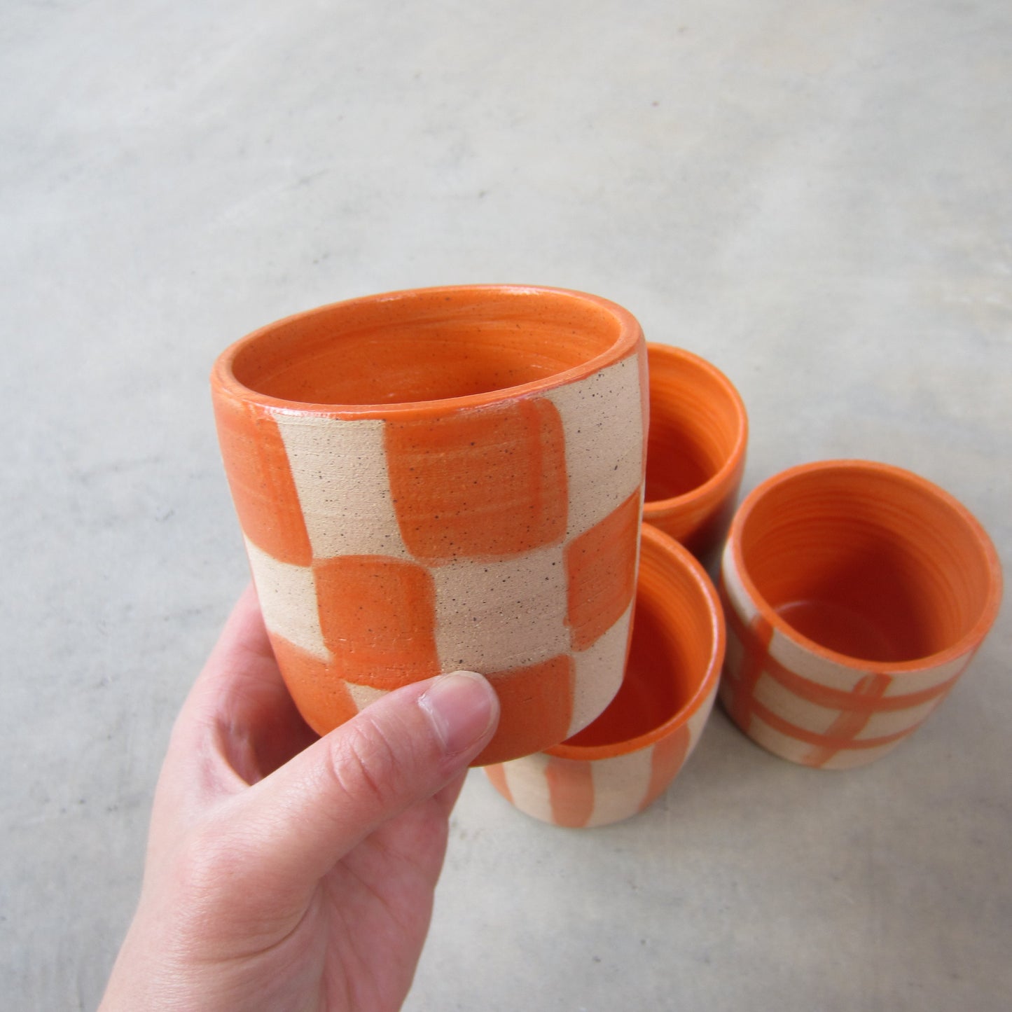 Speckled Stoneware Small Tumbler: Orange Pattern Assorted
