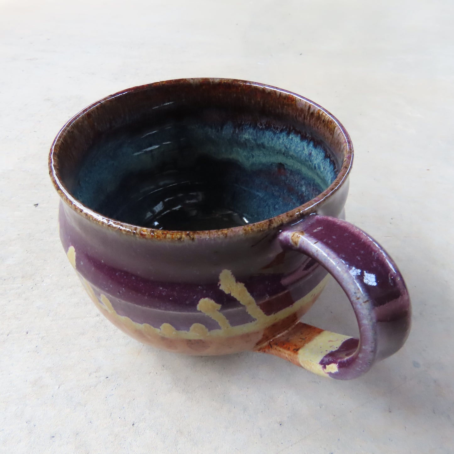 XL Handmade Ceramic Mug: Plum, Nutmeg and Cinnamon