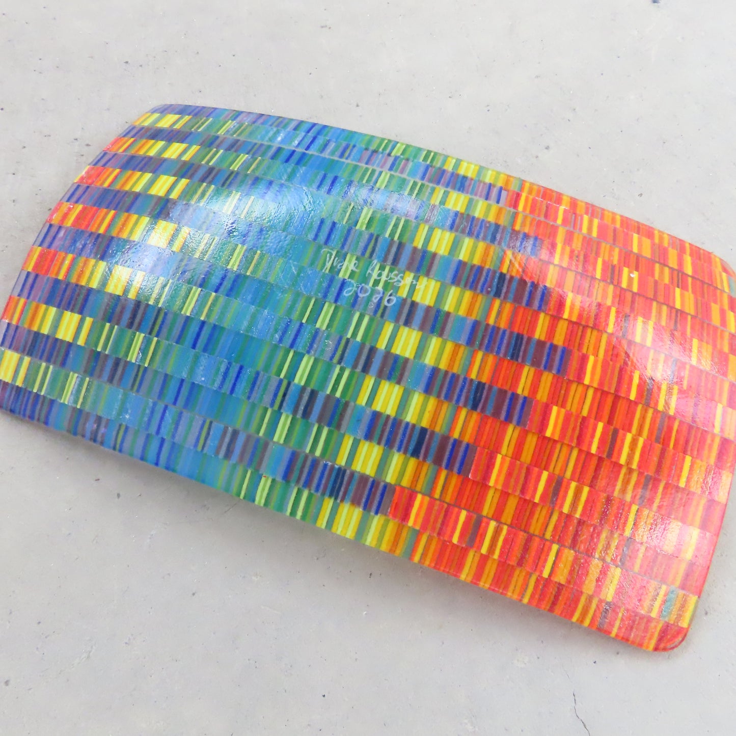 Rectangular Fused Glass Dish: Colorful Tapestry Pattern