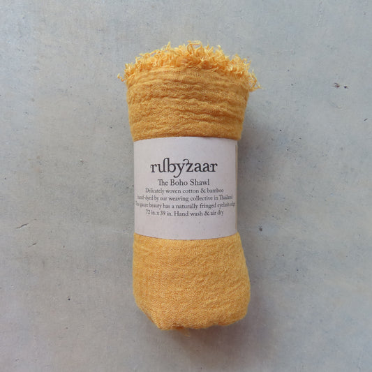 Cotton & Bamboo Gauze Shawl: Saffron