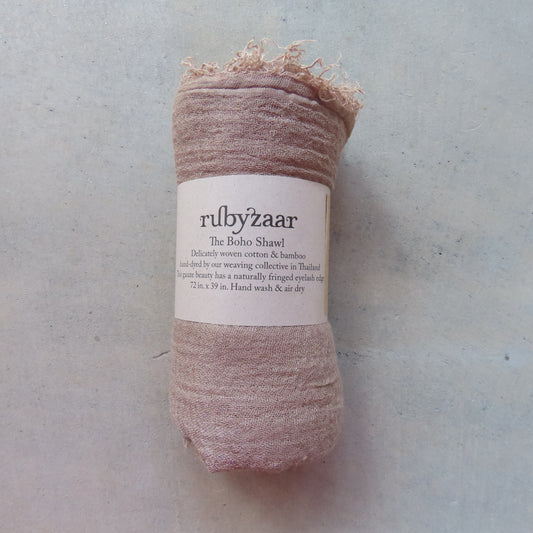 Cotton & Bamboo Gauze Shawl: Sand