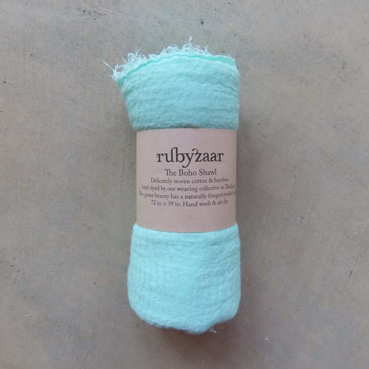 Cotton & Bamboo Gauze Shawl: Sea Foam