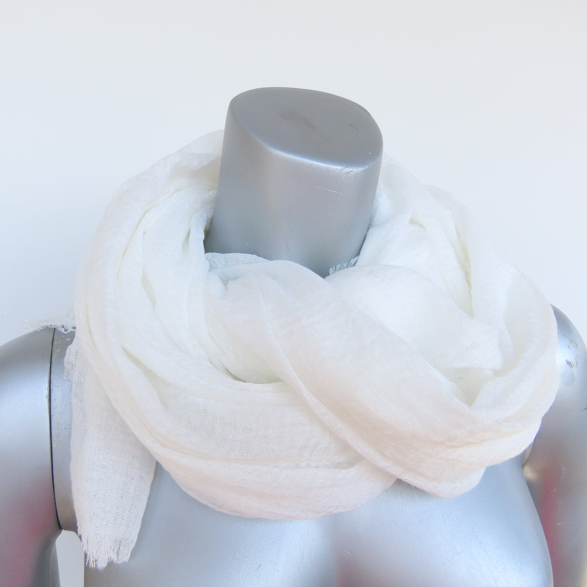 Cotton & Bamboo Gauze Shawl: White