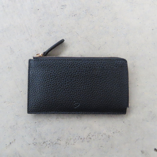 Kate Slim Zip Card Holder: Matte Black