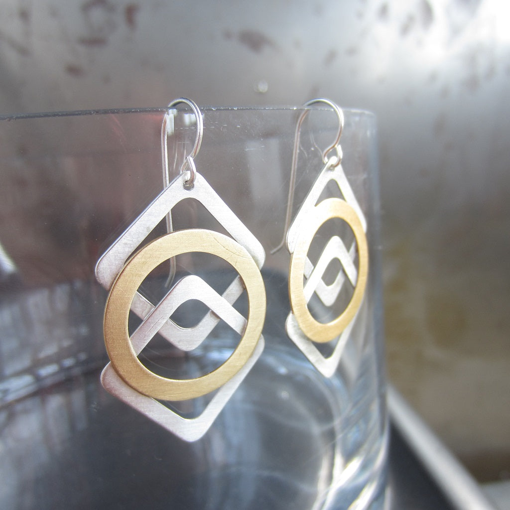 Silver and Brass Argyle Earrings