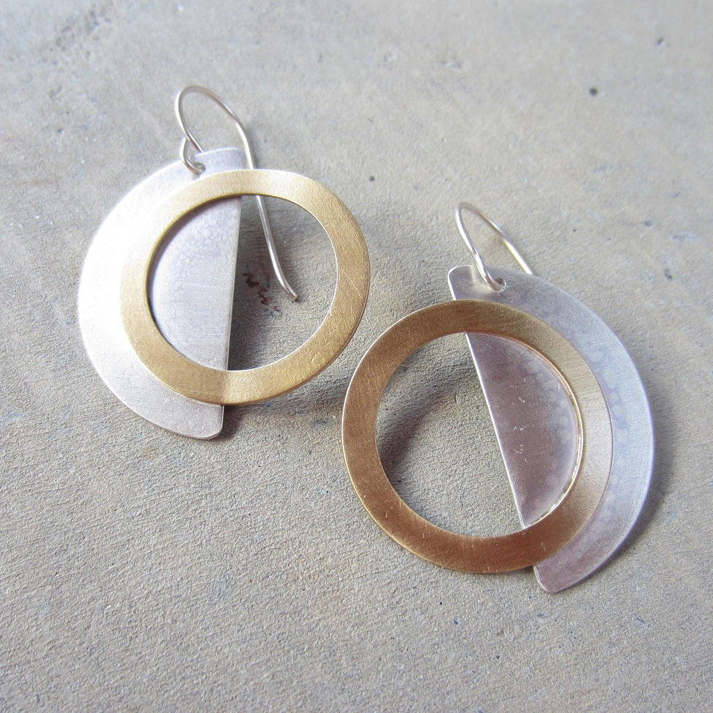 Eclipse Earrings in Silver and Brass