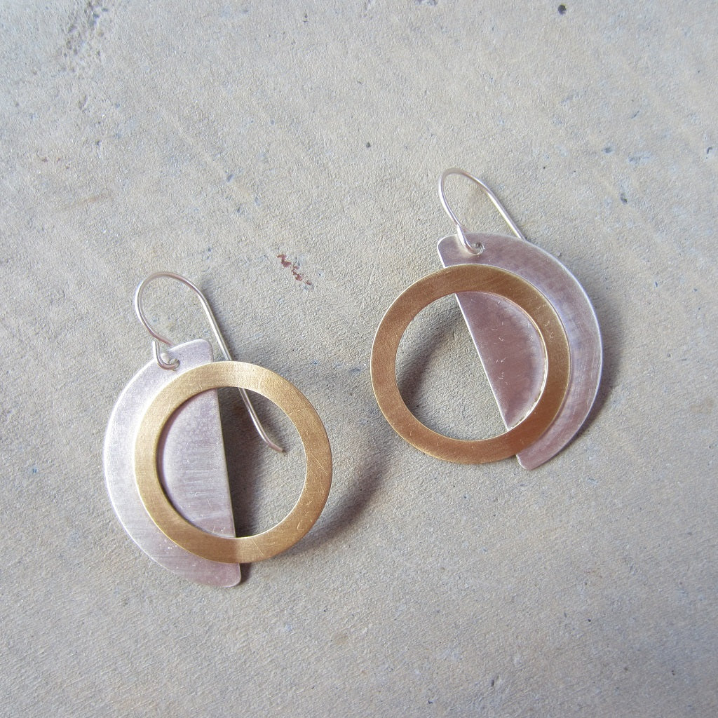 Eclipse Earrings in Silver and Brass