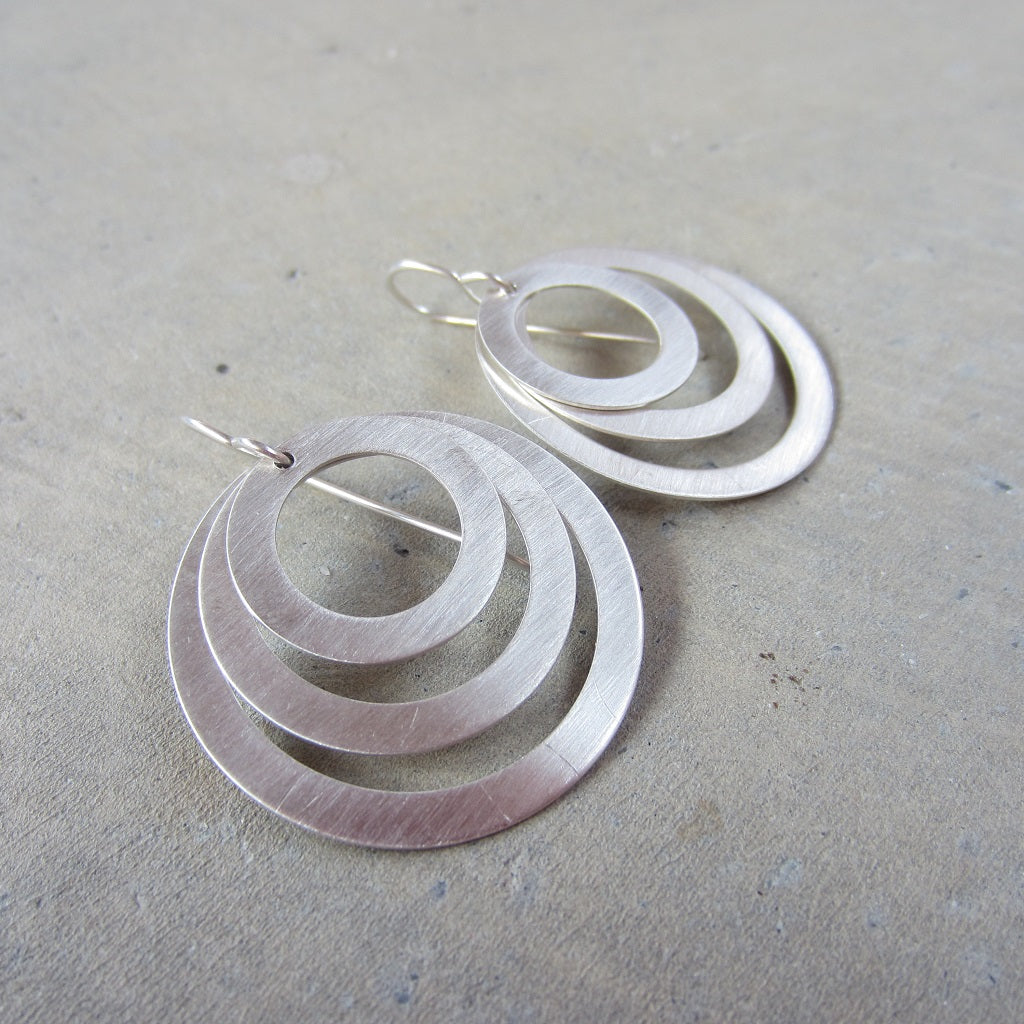 Silver Three Ring Earrings