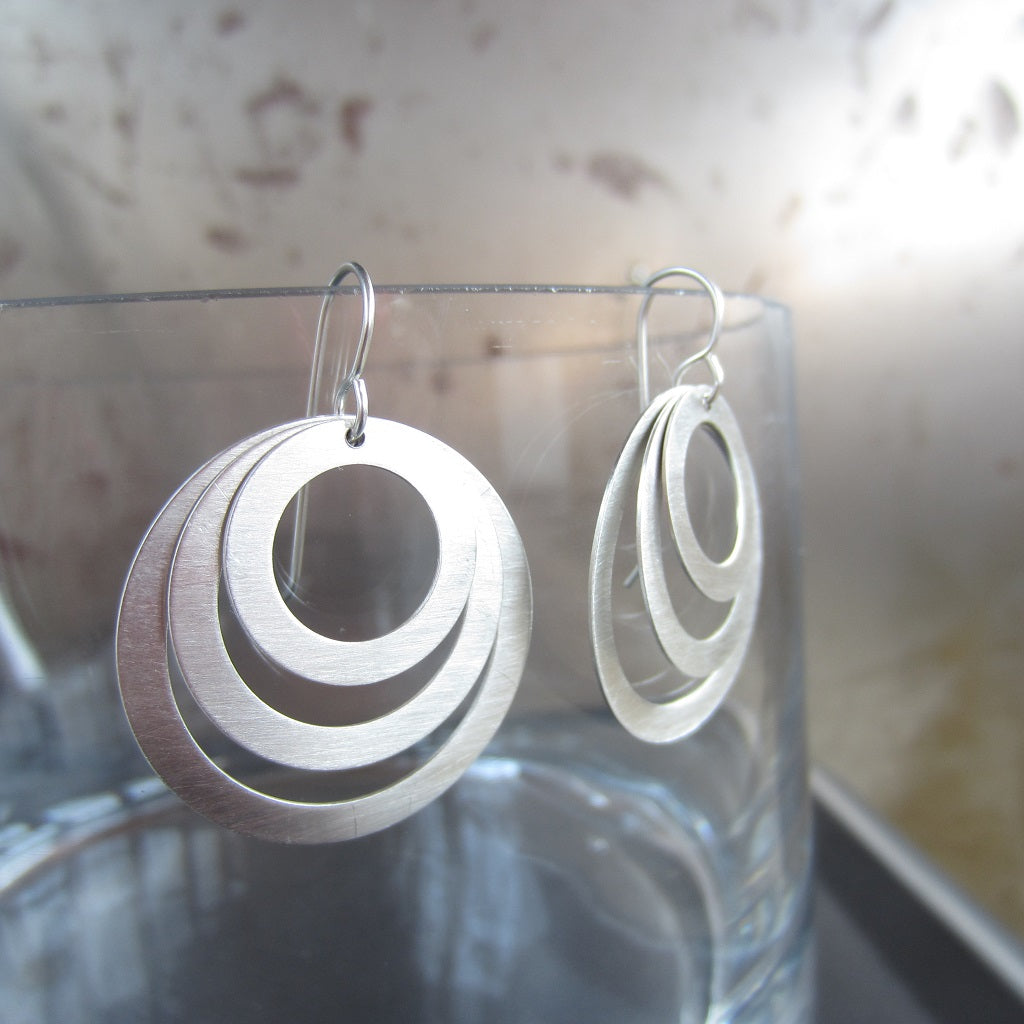 Silver Three Ring Earrings