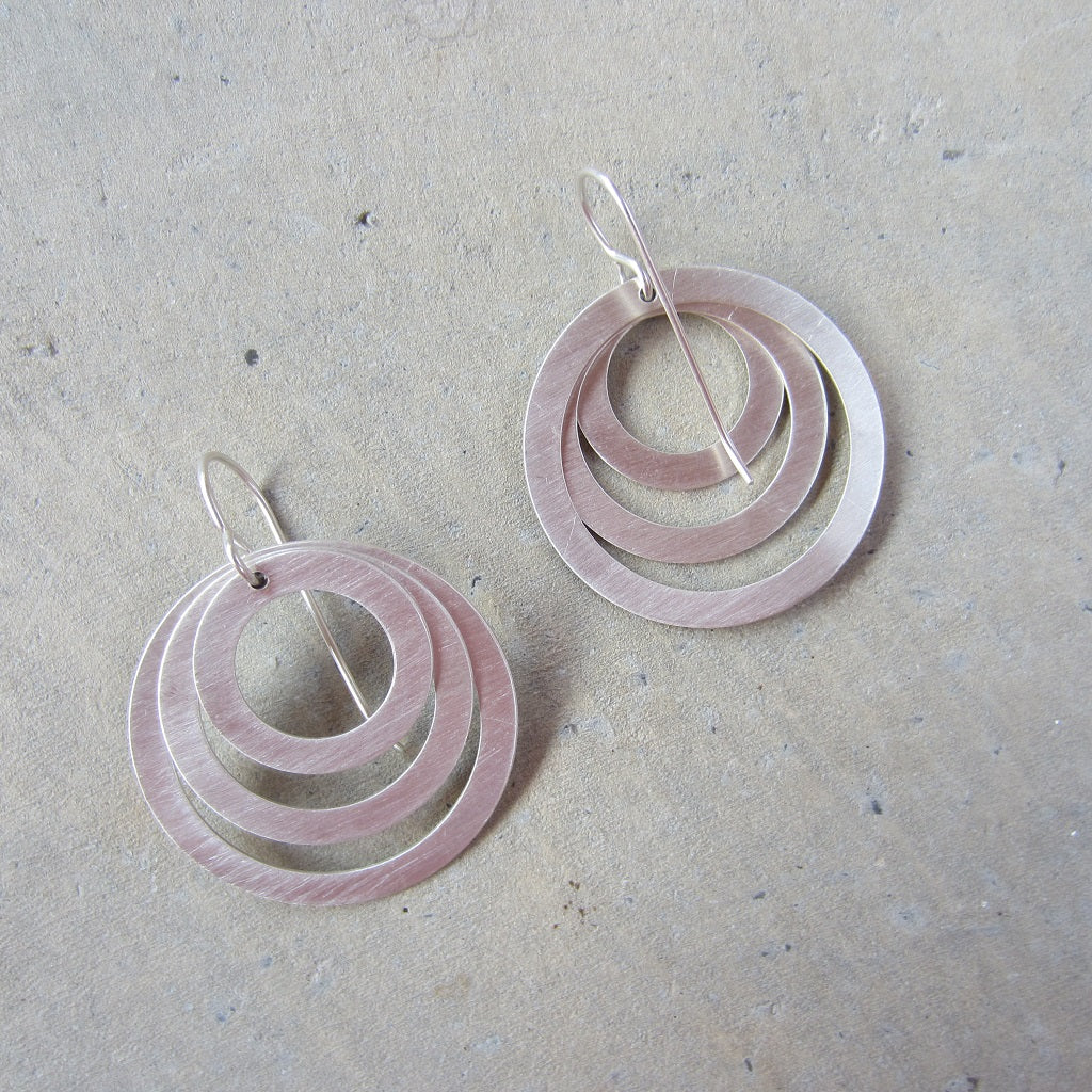 Silver Three Ring Earrings