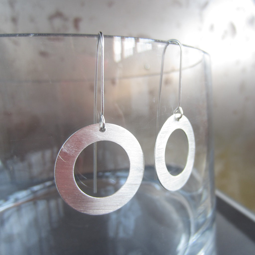 Small Silver One Ring Earrings