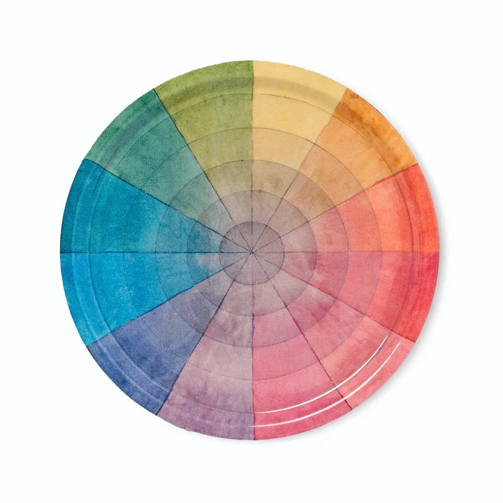 Large Round Enamel Tray: Vintage Color Wheel