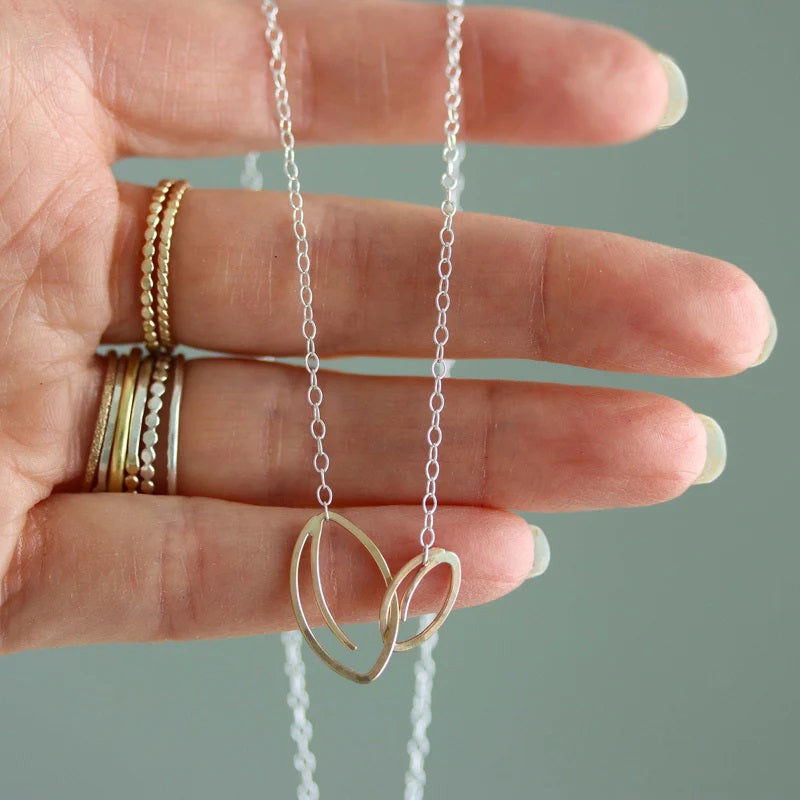 Linked Leaf Necklace in Mixed Metals