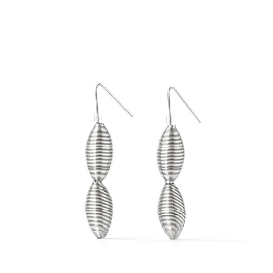 Lotus 2 Bead Stainless Steel Earrings
