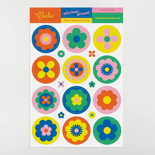 Sticker Sheet: Folk Fleurs