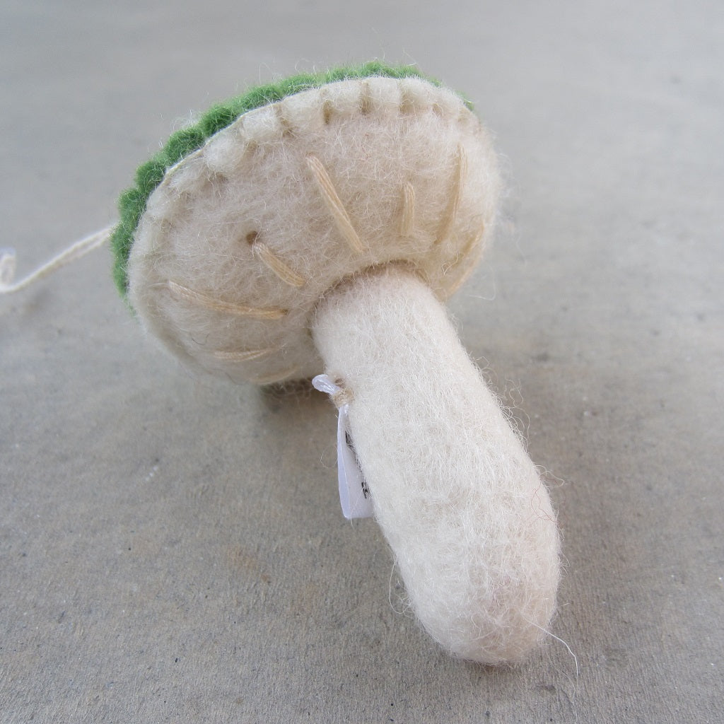 Felt Holiday Ornament: Green Mushroom