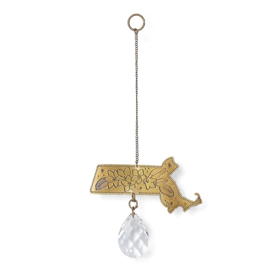 Suncatcher: Massachusetts With Engraved Mayflowers