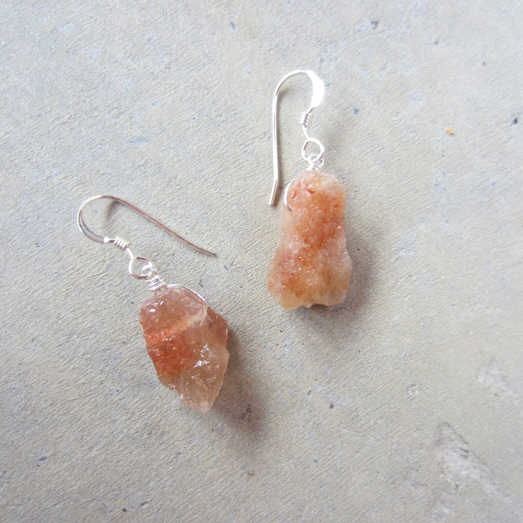 Raw Sunstone Earrings for Empowerment