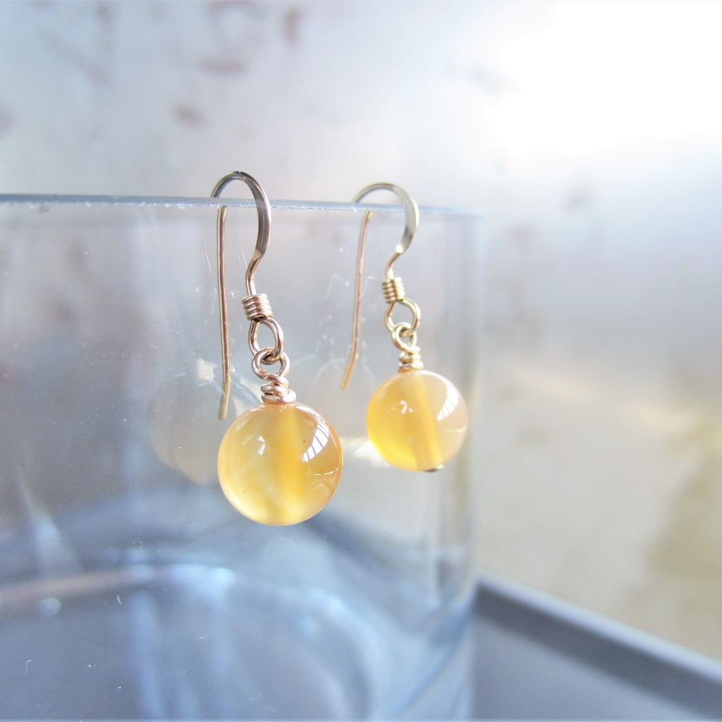 Small Round Carnelian Earrings in 14k Gold Fill for Willpower