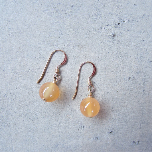 Small Round Carnelian Earrings in 14k Gold Fill for Willpower