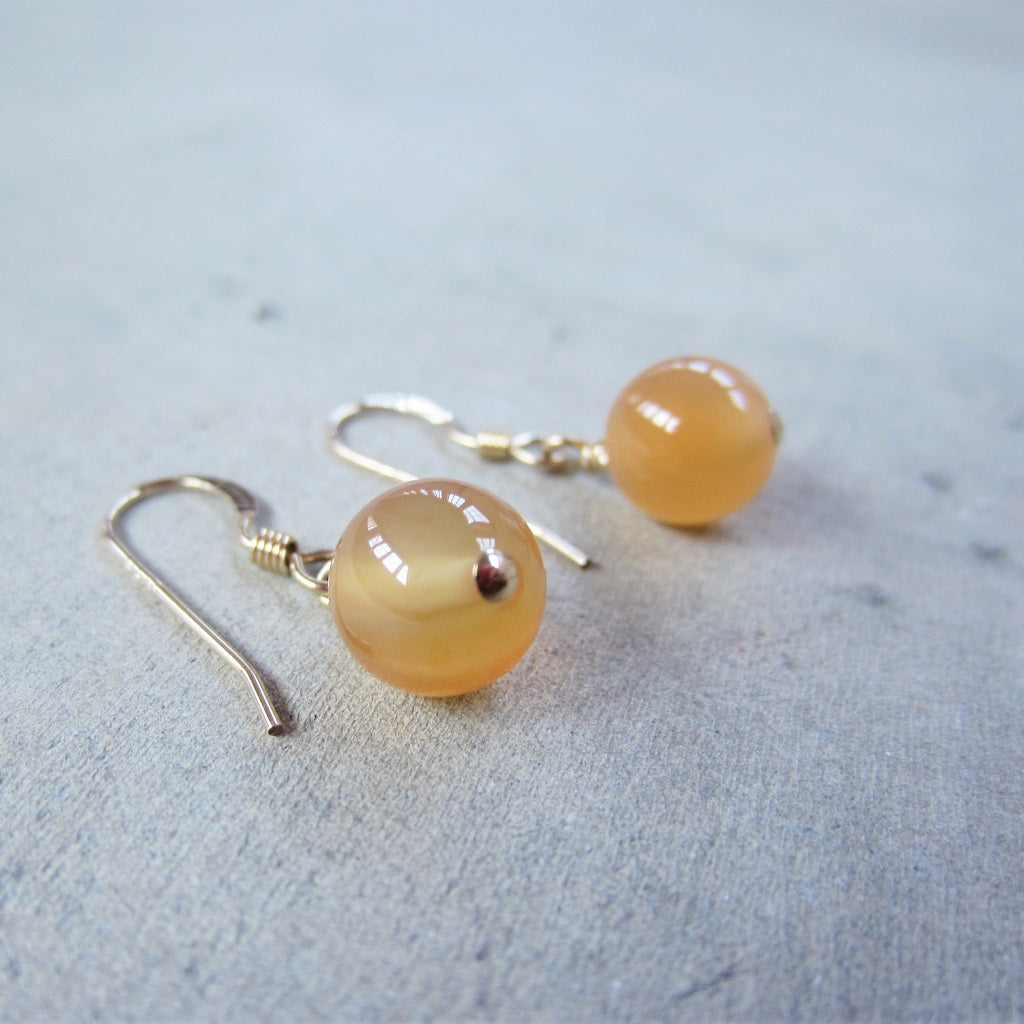 Small Round Carnelian Earrings in 14k Gold Fill for Willpower