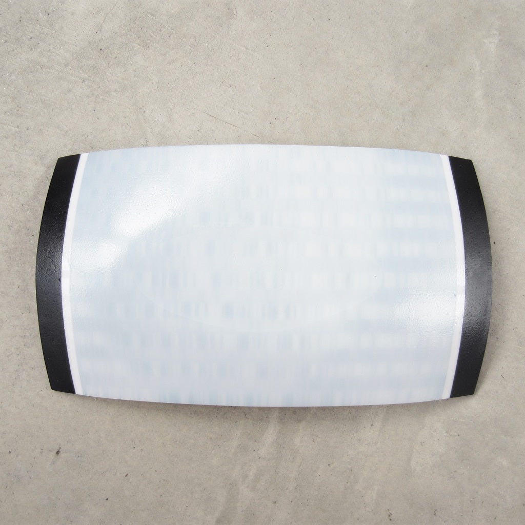 Rectangular Fused Glass Platter: Black and White Tapestry Pattern