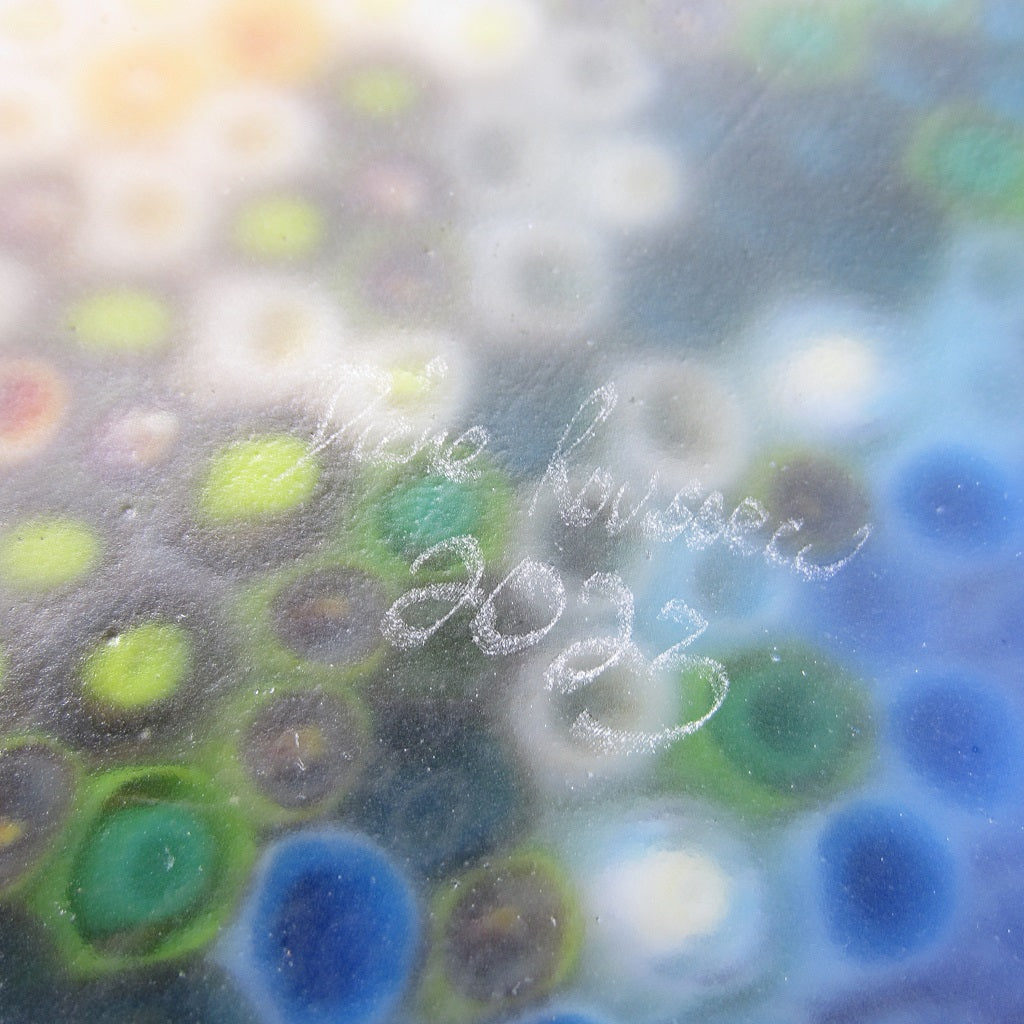 Square Fused Glass Platter: Rainbow Cell Pattern