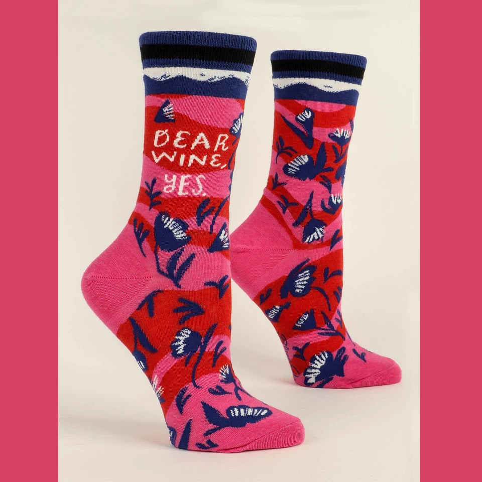 Women's Crew Socks: Dear Wine, Yes