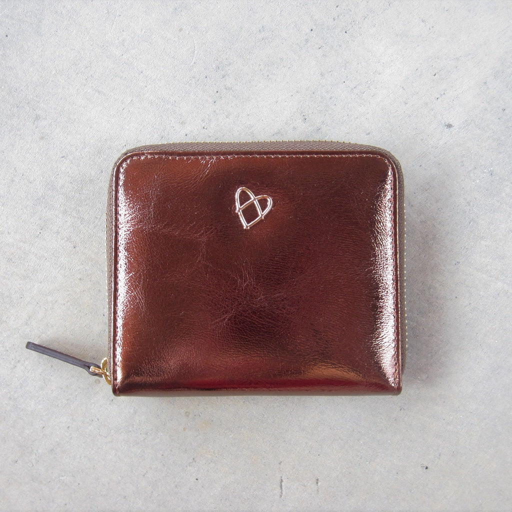 Victoria Wallet: Bronze with Brown Zipper