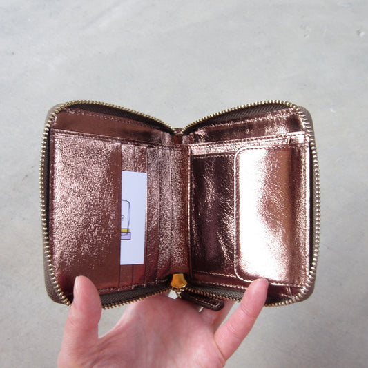 Victoria Wallet: Bronze with Brown Zipper