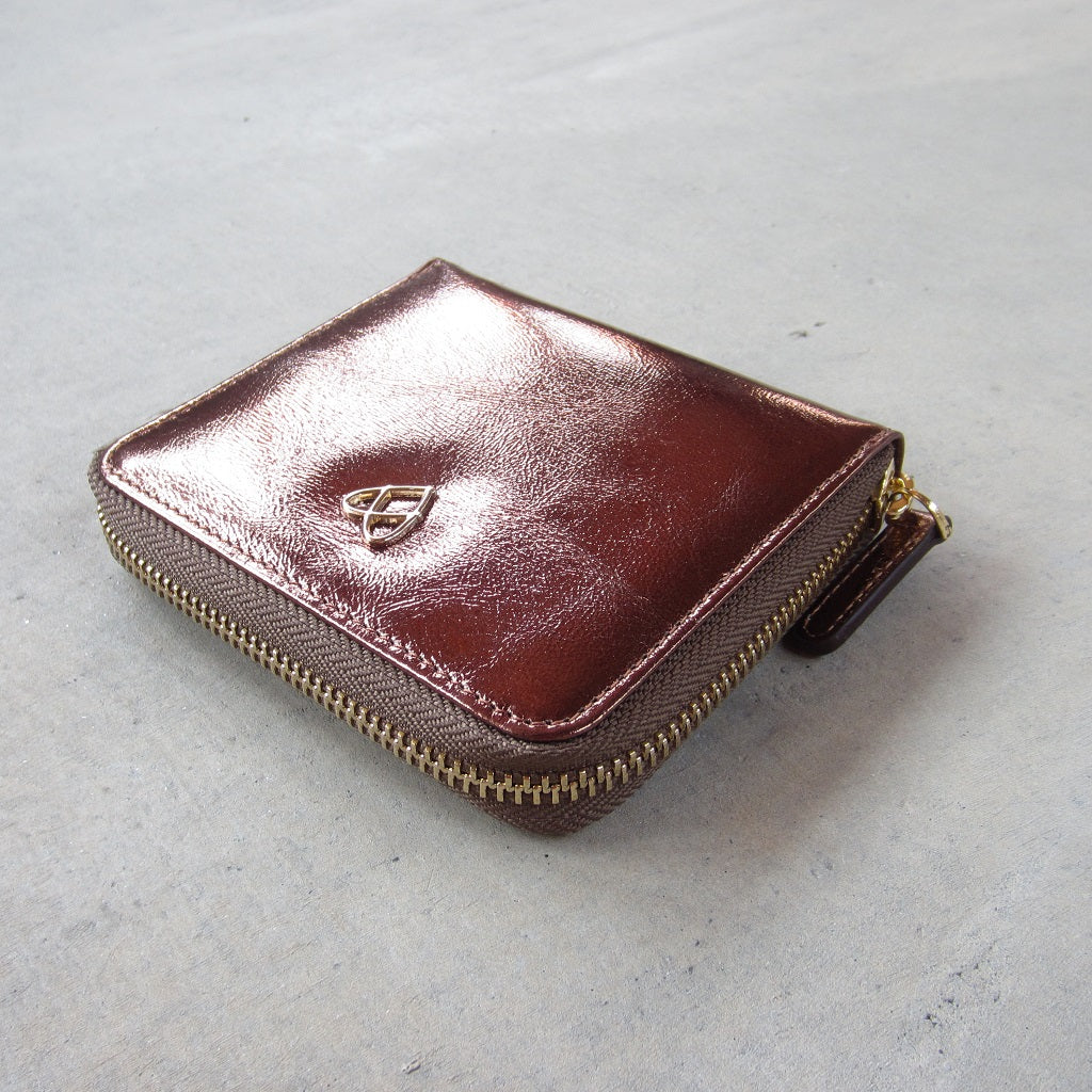 Victoria Wallet: Bronze with Brown Zipper