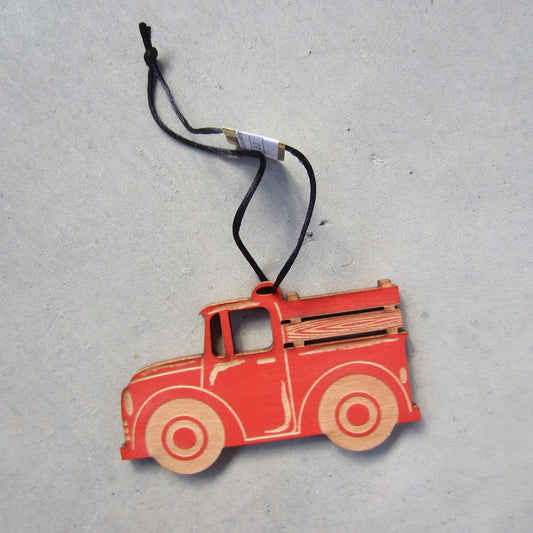 Wooden Holiday Ornament: Pick Up Truck
