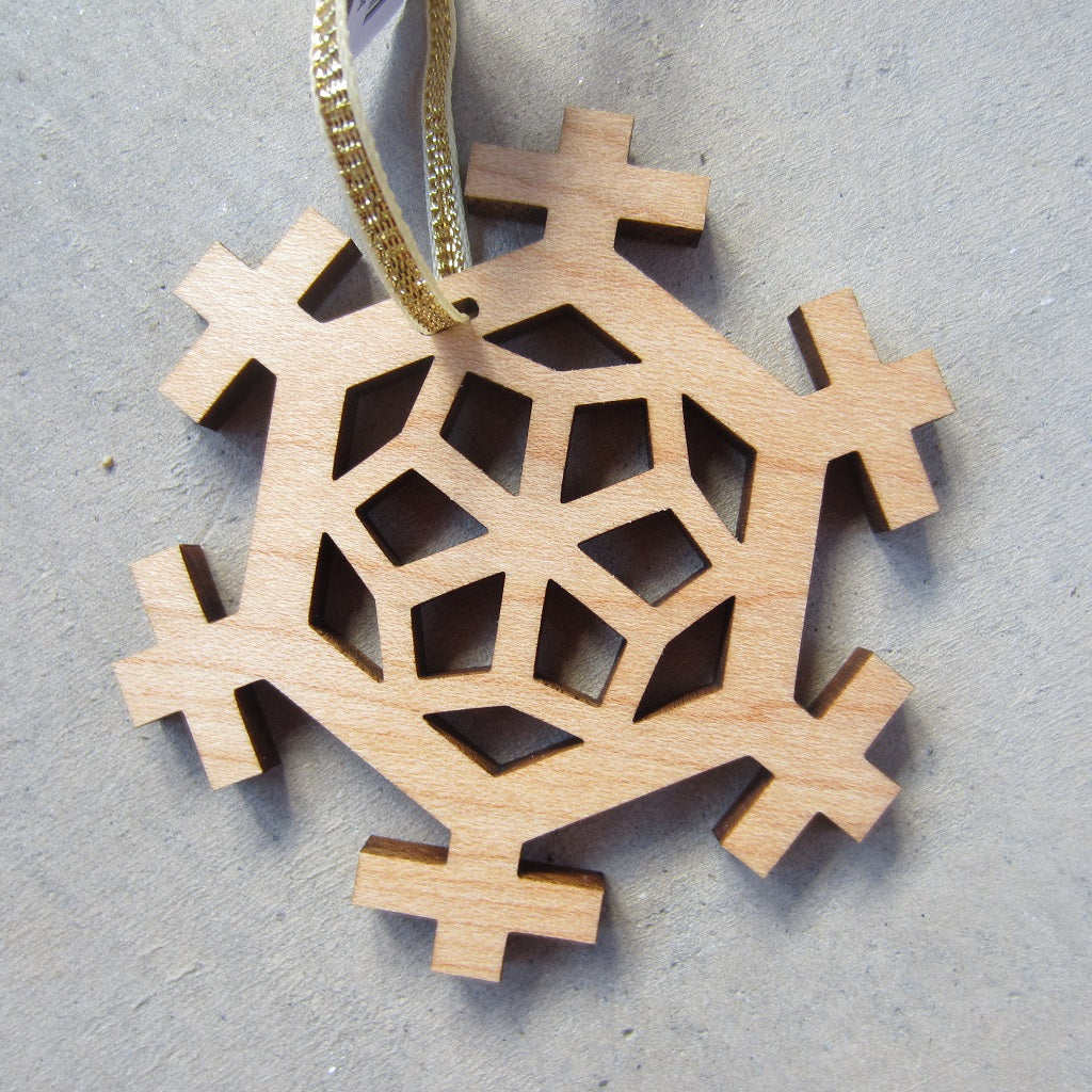 Wooden Holiday Ornament: Snowflake