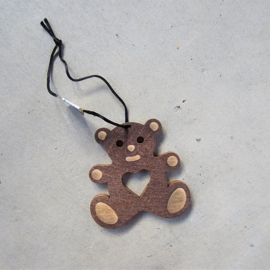 Wooden Holiday Ornament: Teddy Bear