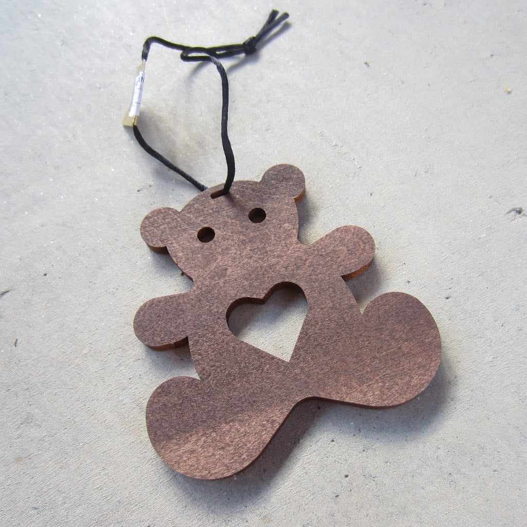 Wooden Holiday Ornament: Teddy Bear