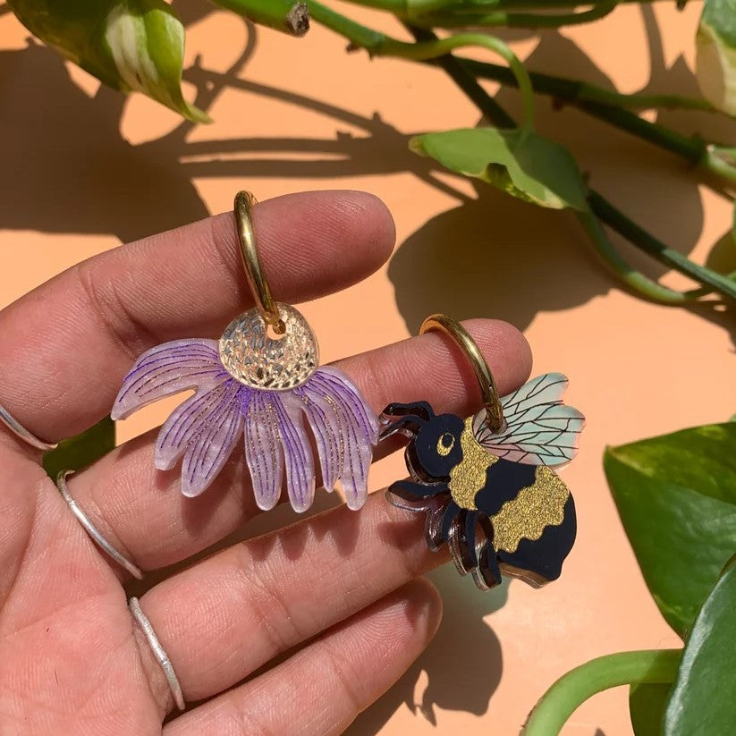 Bee and Flower Acrylic Earrings