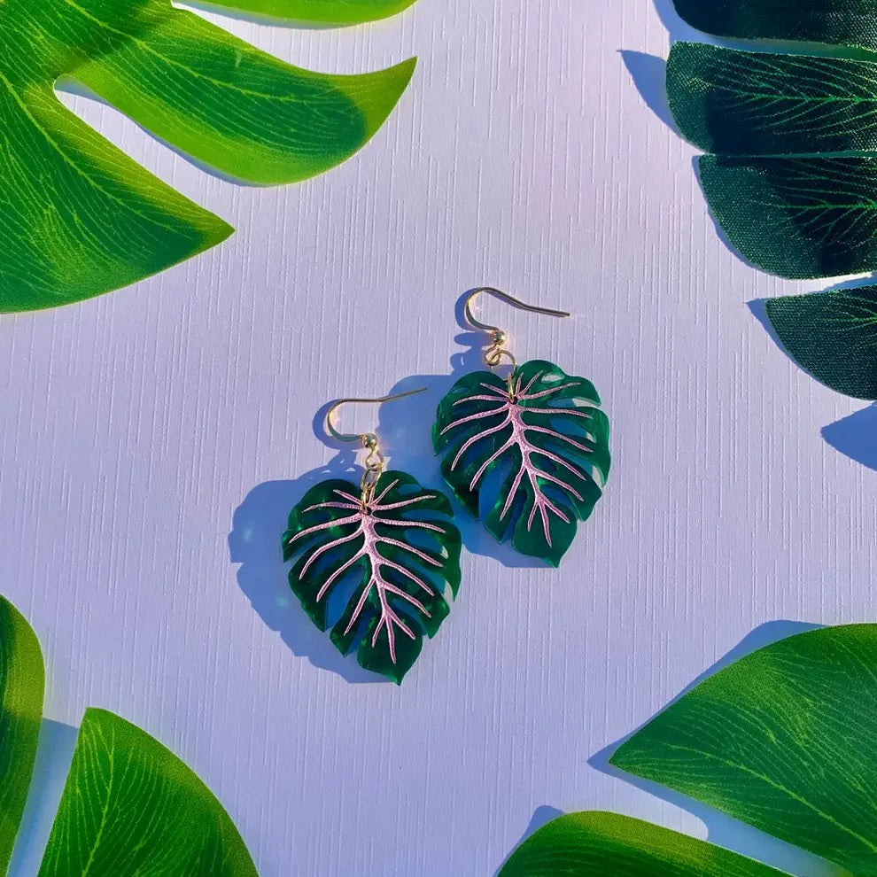 Monstera Acrylic Earrings