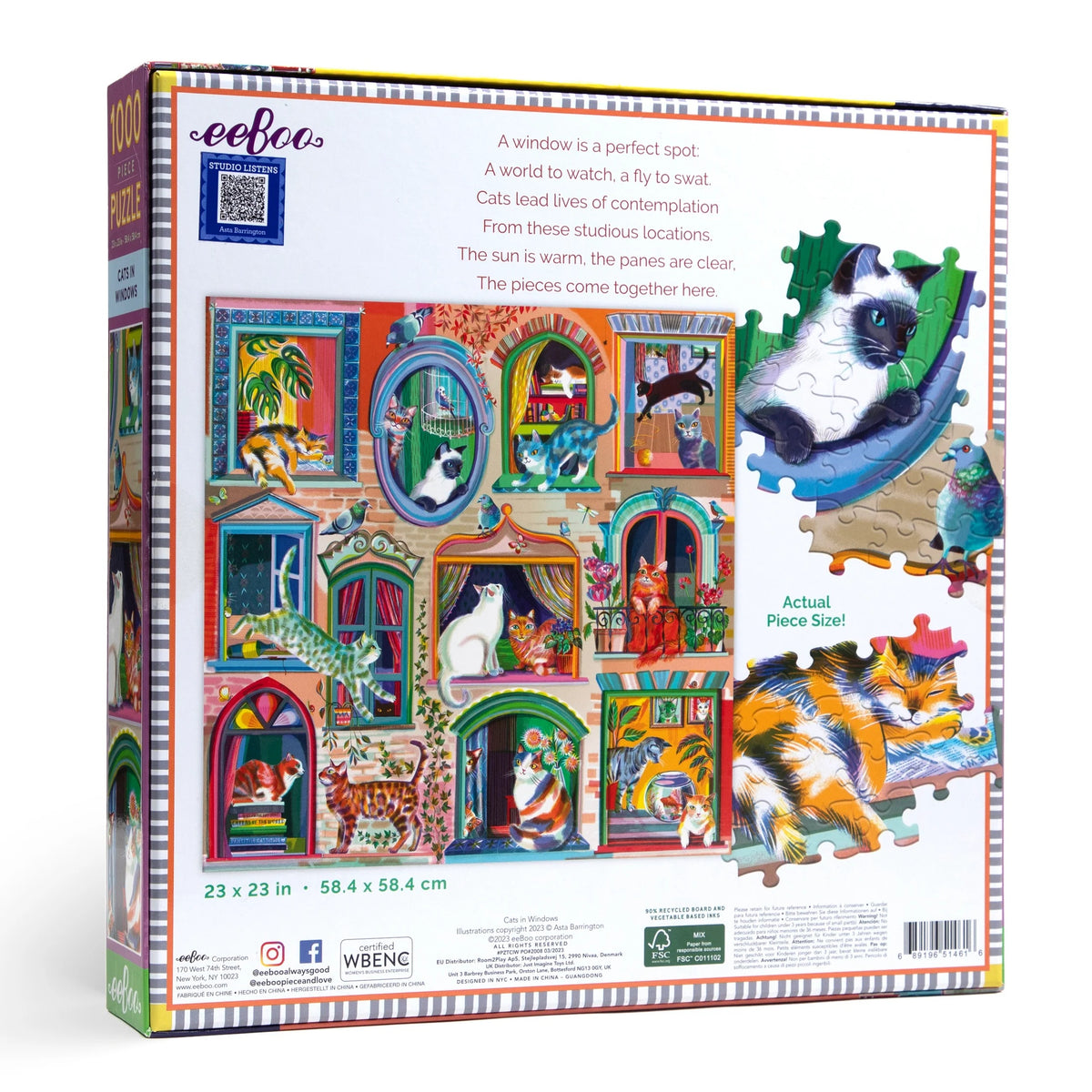 1000 Piece Puzzle: Cats in Windows