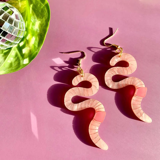 Wiggly Worm Acrylic Earrings
