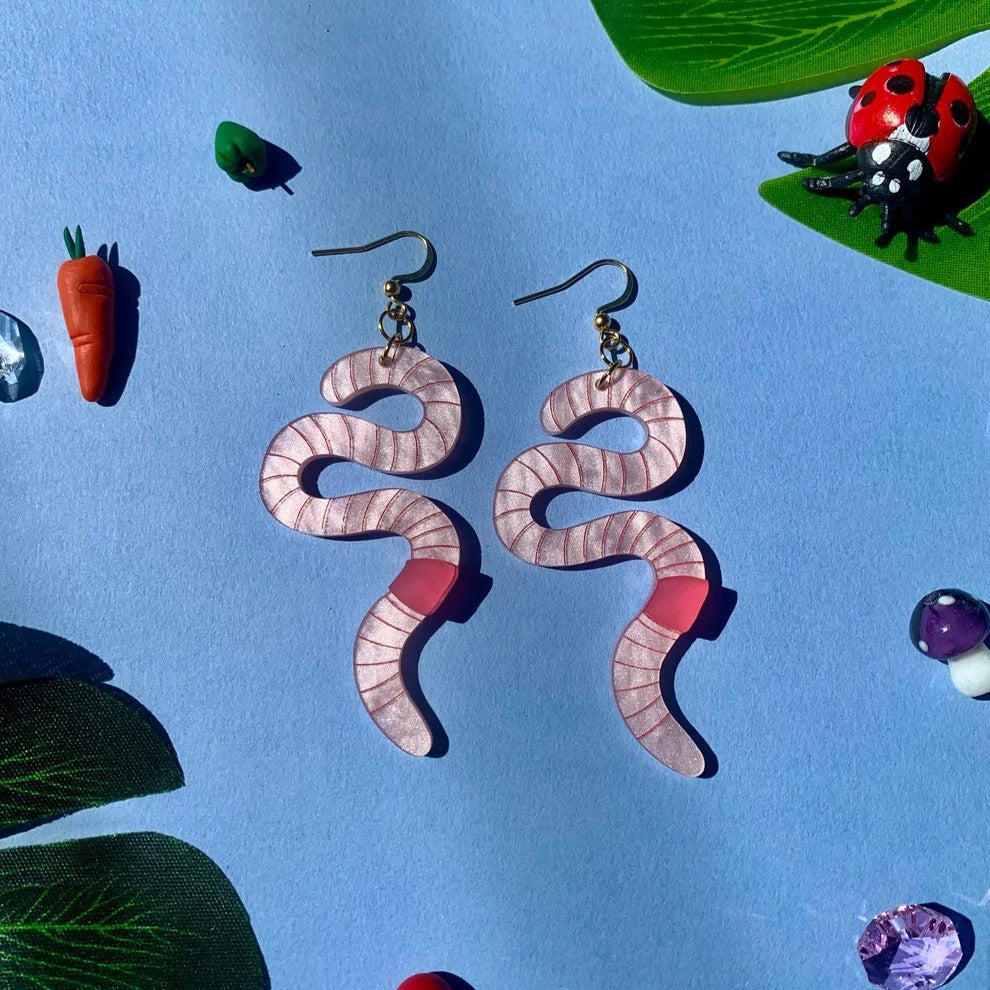 Wiggly Worm Acrylic Earrings