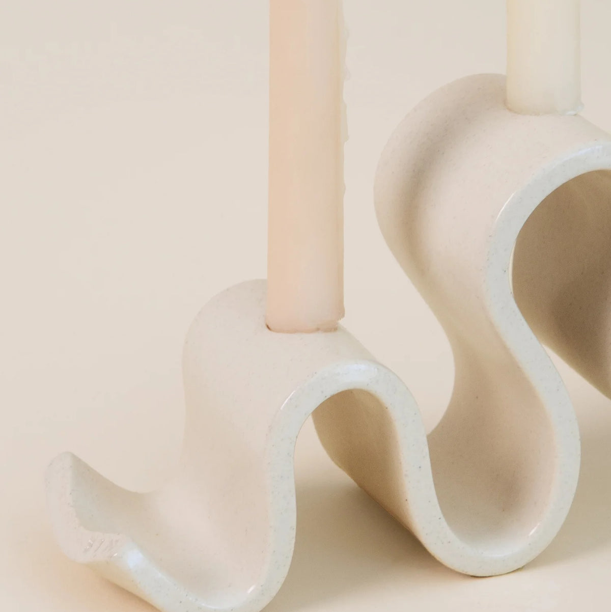 Wyat Ceramic Candelabra: Cream