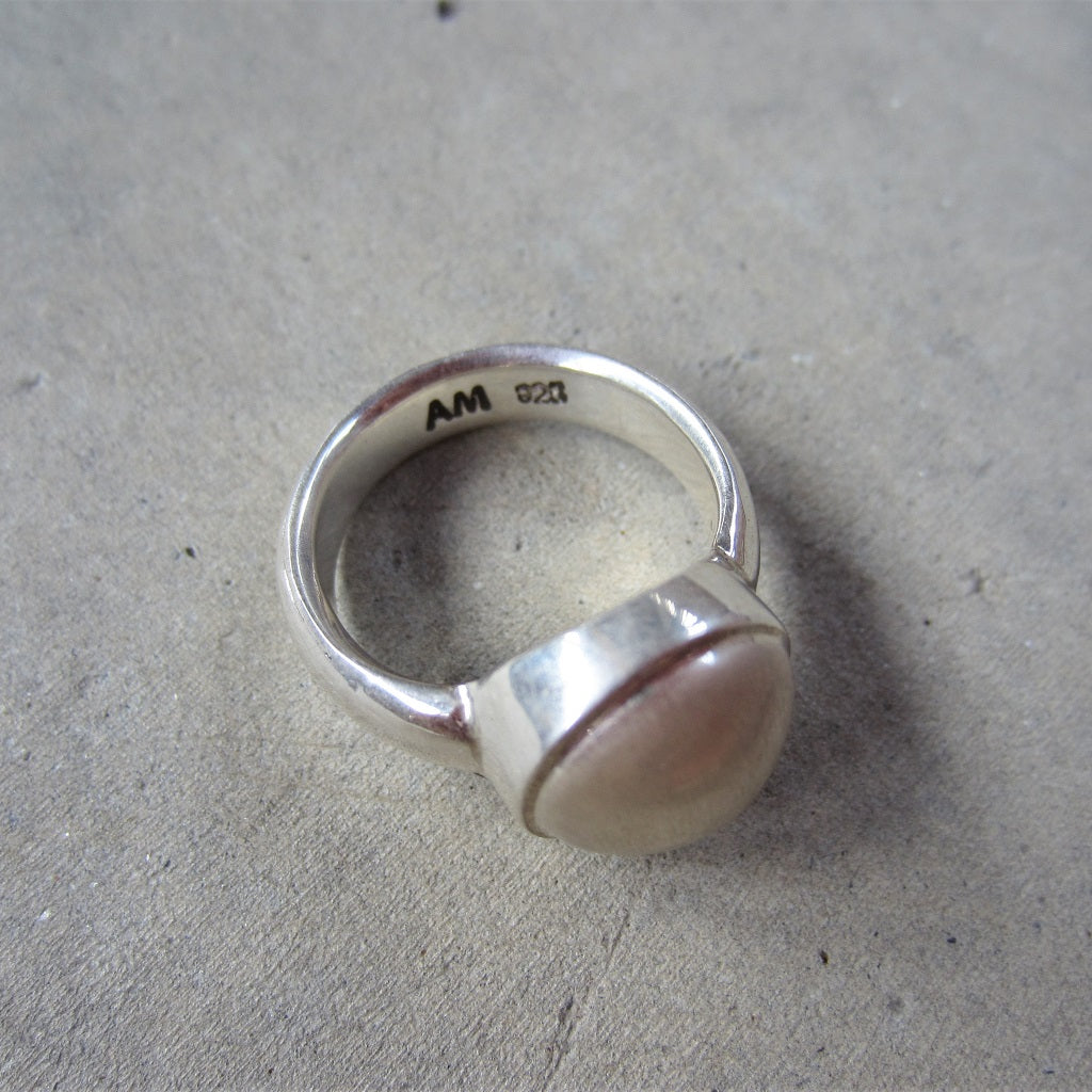 Sanded Silver Pearl Ring