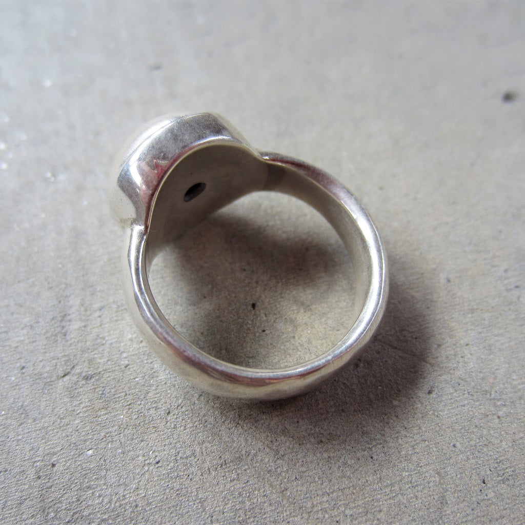 Sanded Silver Pearl Ring