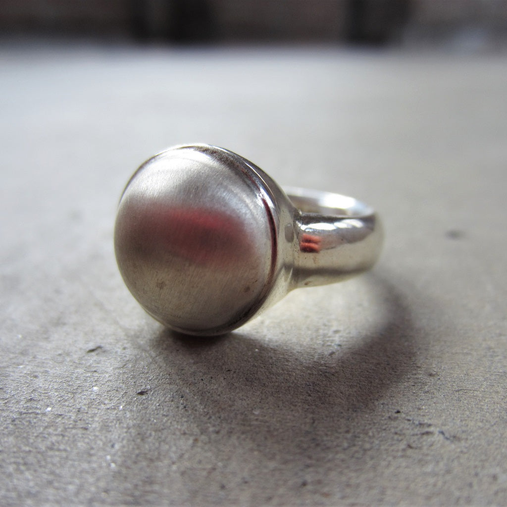 Sanded Silver Pearl Ring