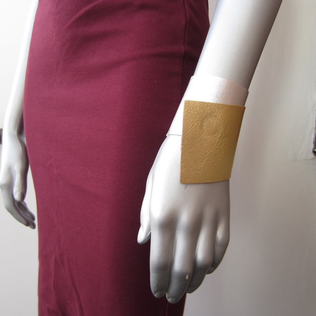 Bauhaus Leather Bracelet: Silver and Gold